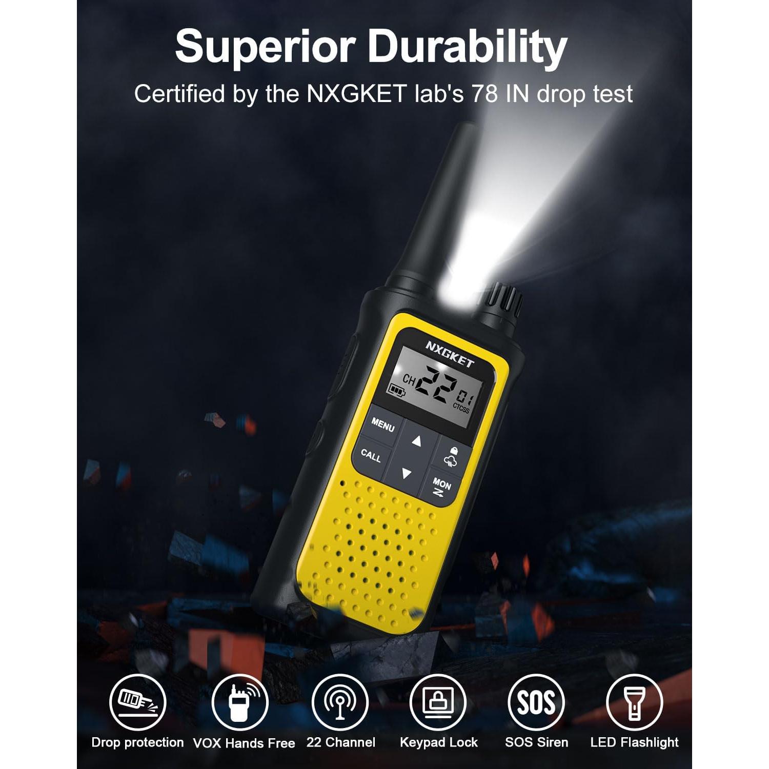 Walkie Talkies NXGKET Recargables 4 Paquete 22 Canales