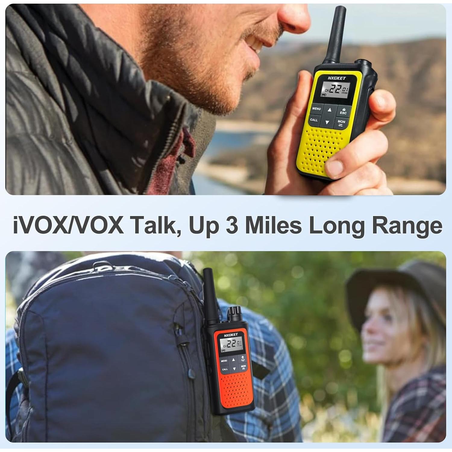 Walkie Talkies NXGKET Recargables 4 Paquete 22 Canales