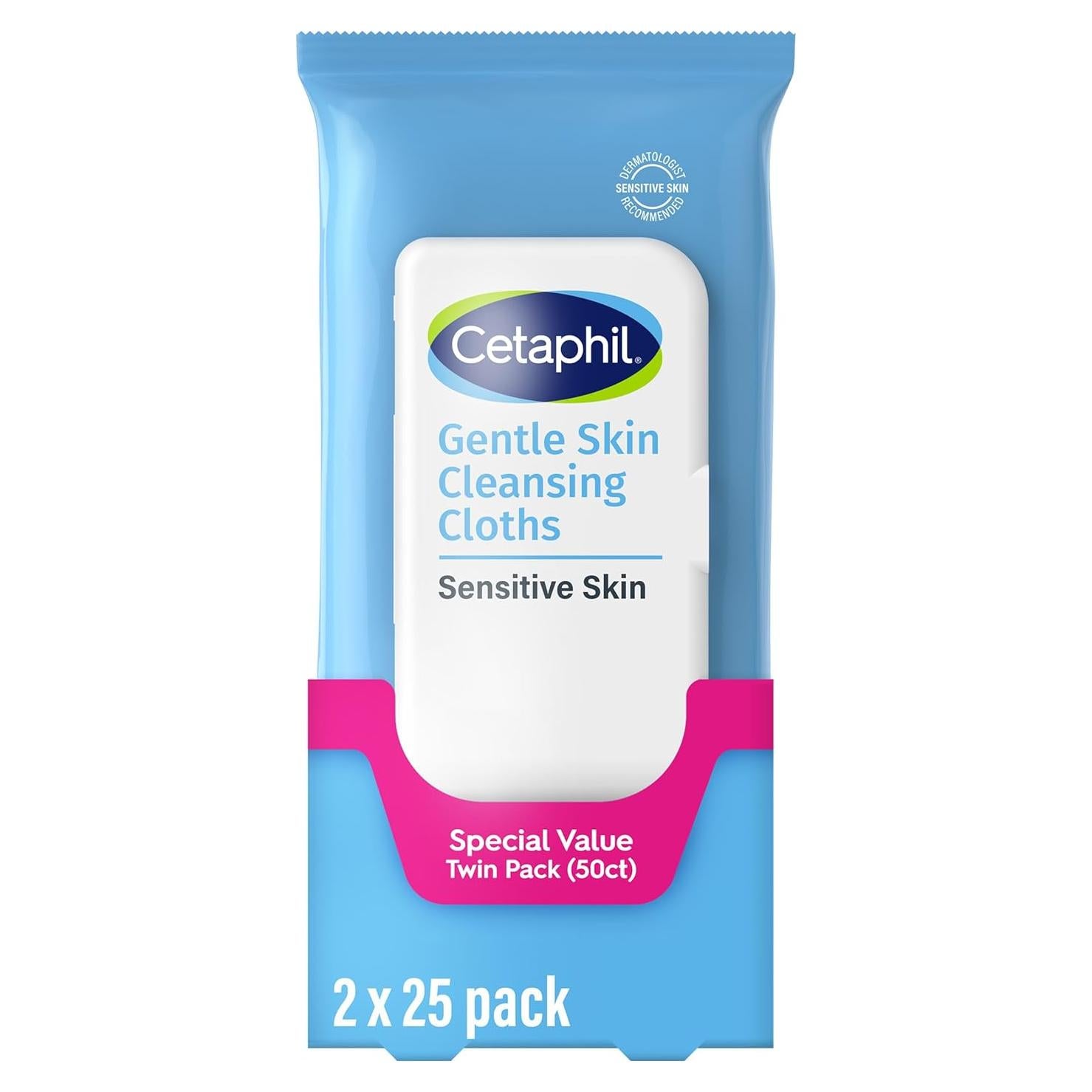 Toallitas Faciales Cetaphil, 100 Piezas, Hipoalergénicas