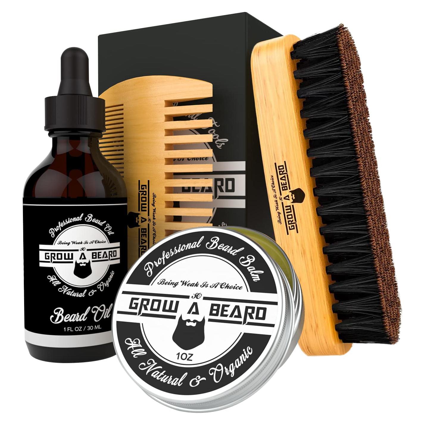 Kit de Cuidado de Barba GROW ALPHA BEARD - Cepillo, Peine y Aceite