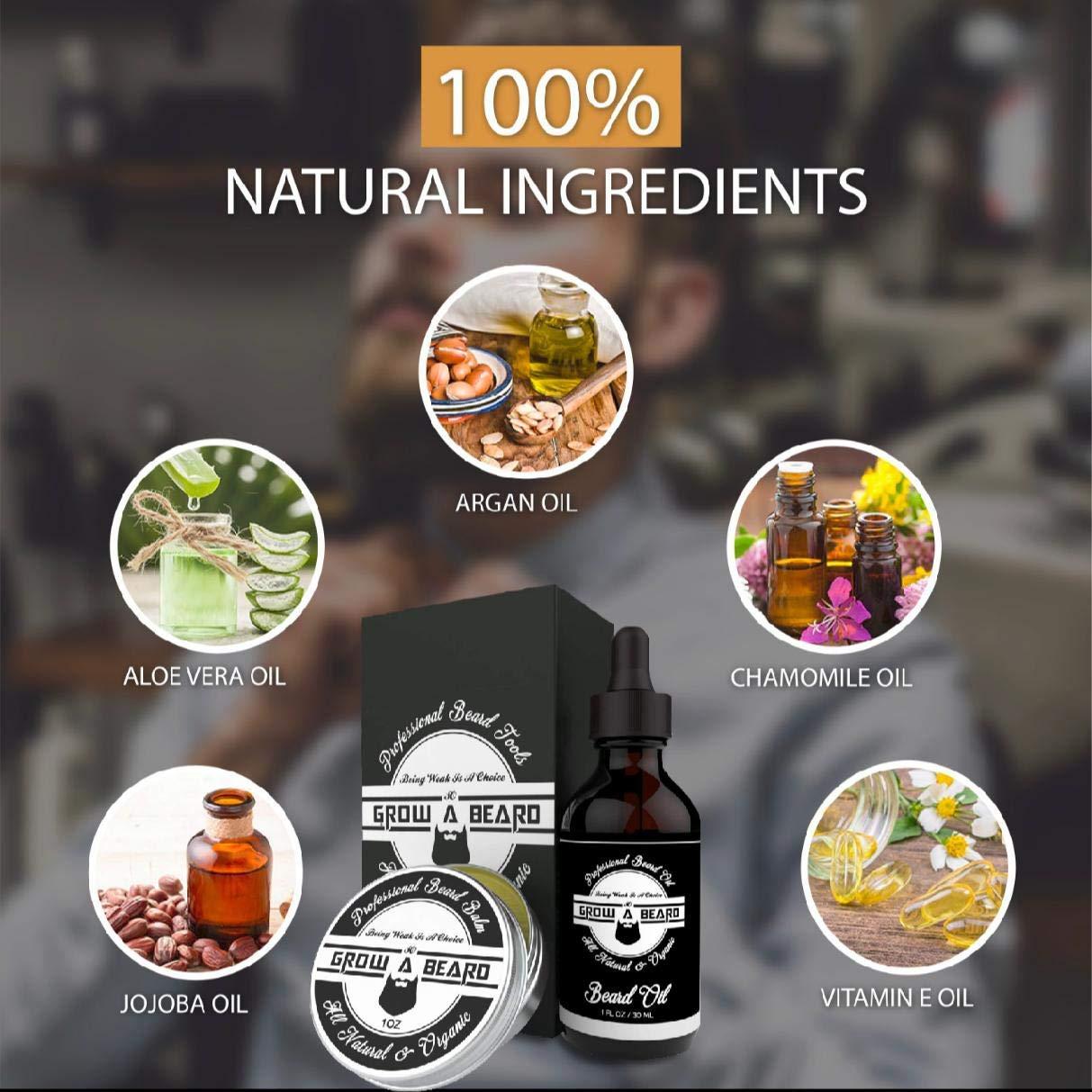 Kit de Cuidado de Barba GROW ALPHA BEARD - Cepillo, Peine y Aceite