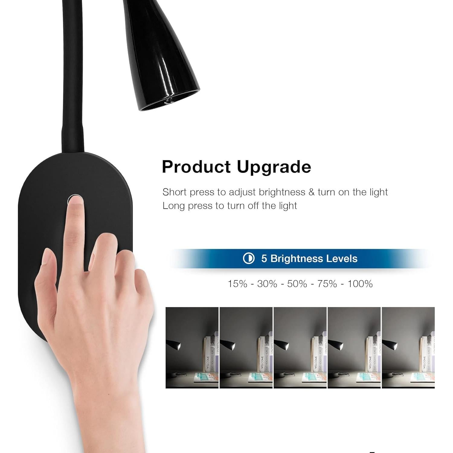 Lámpara de Lectura de Pared TOPMB con Control Táctil 4000K