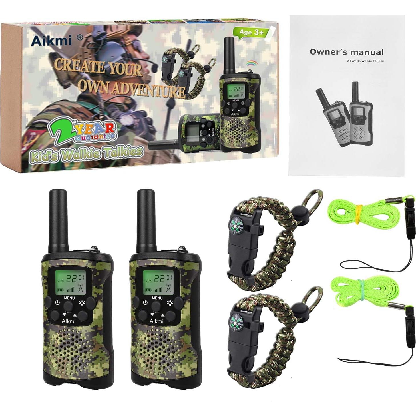Walkie Talkies Niños Aikmi 22 Canales 4,83 km Camo Verde