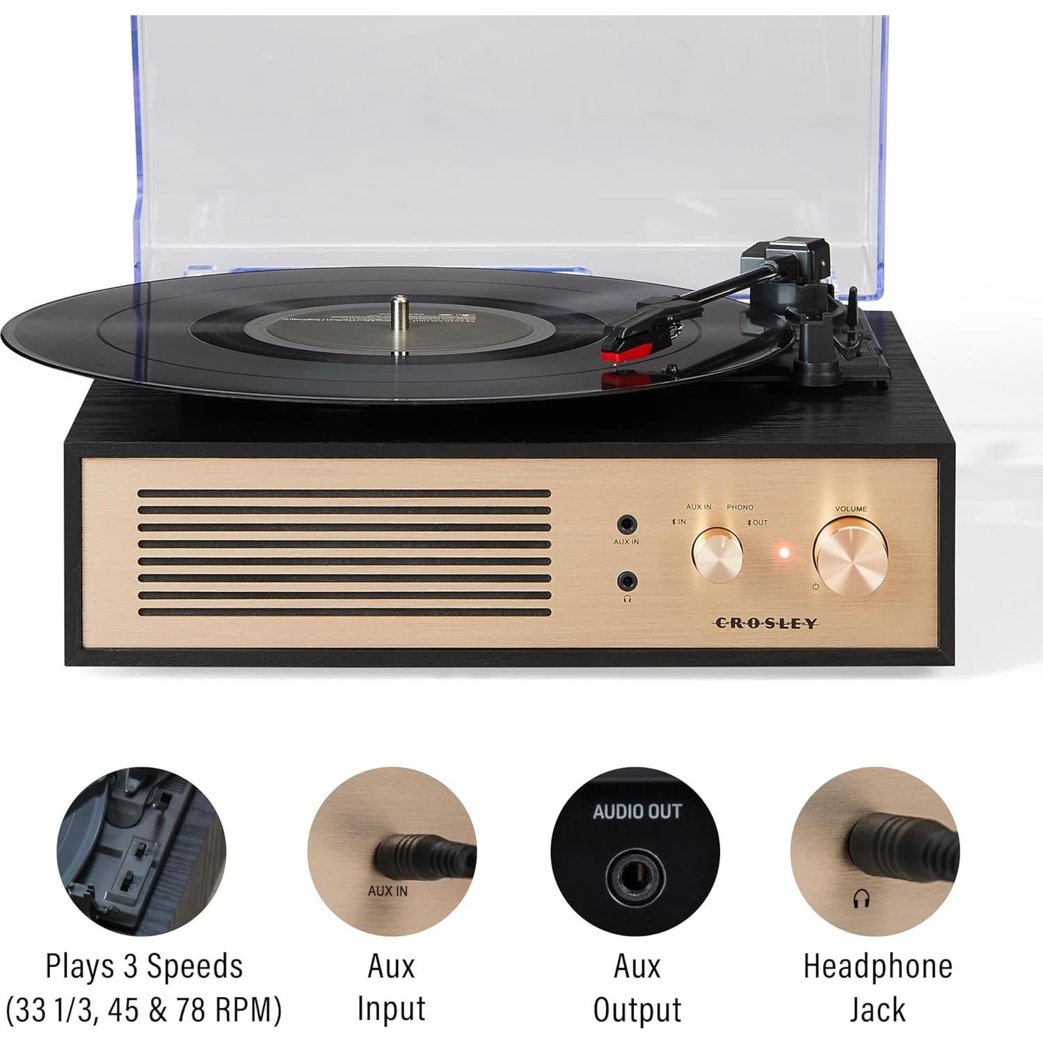 Tocadiscos Bluetooth Crosley CR6045A-BK 3 Velocidades Negro