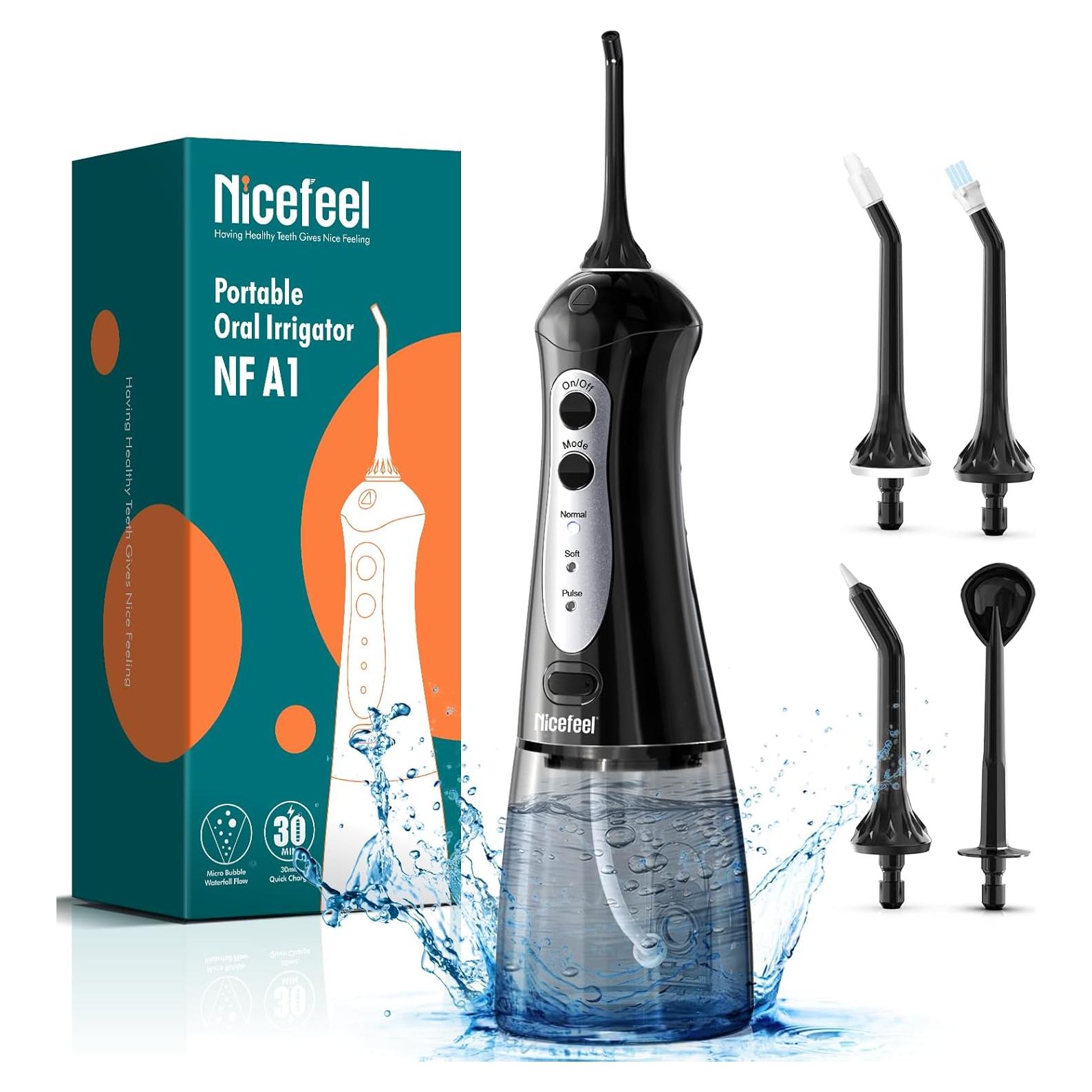 Irrigador Dental Portátil Nicefeel FC1599 - 300ml, Carga Rápida, IPX7