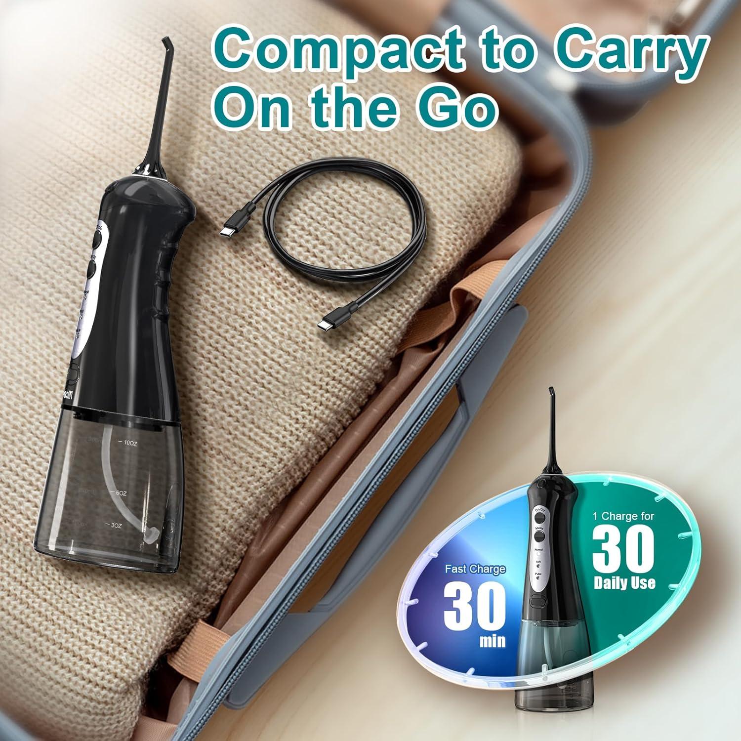 Irrigador Dental Portátil Nicefeel FC1599 - 300ml, Carga Rápida, IPX7