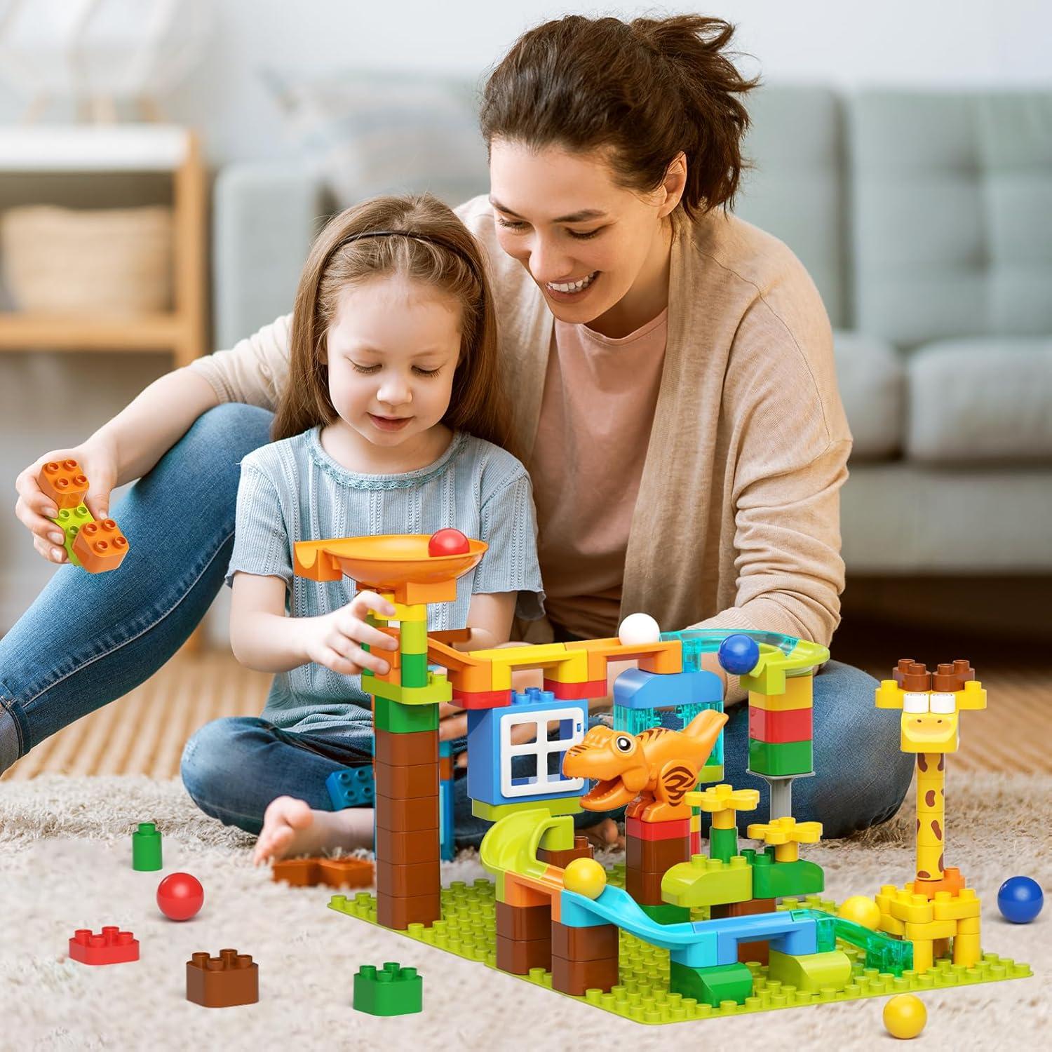 Set de Carrera de Canicas Burgkidz Dinosaurios y Jirafas 145 Piezas