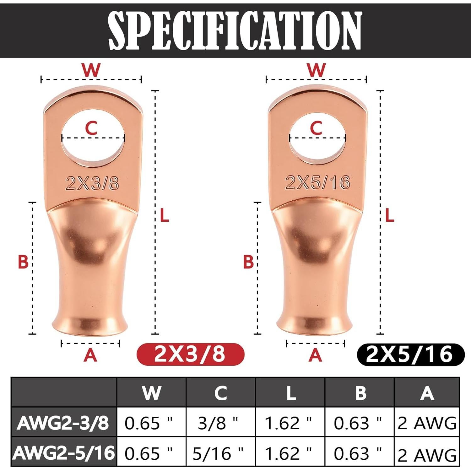 Kit de terminales de cable de batería Xaugiry 20 piezas 2 AWG