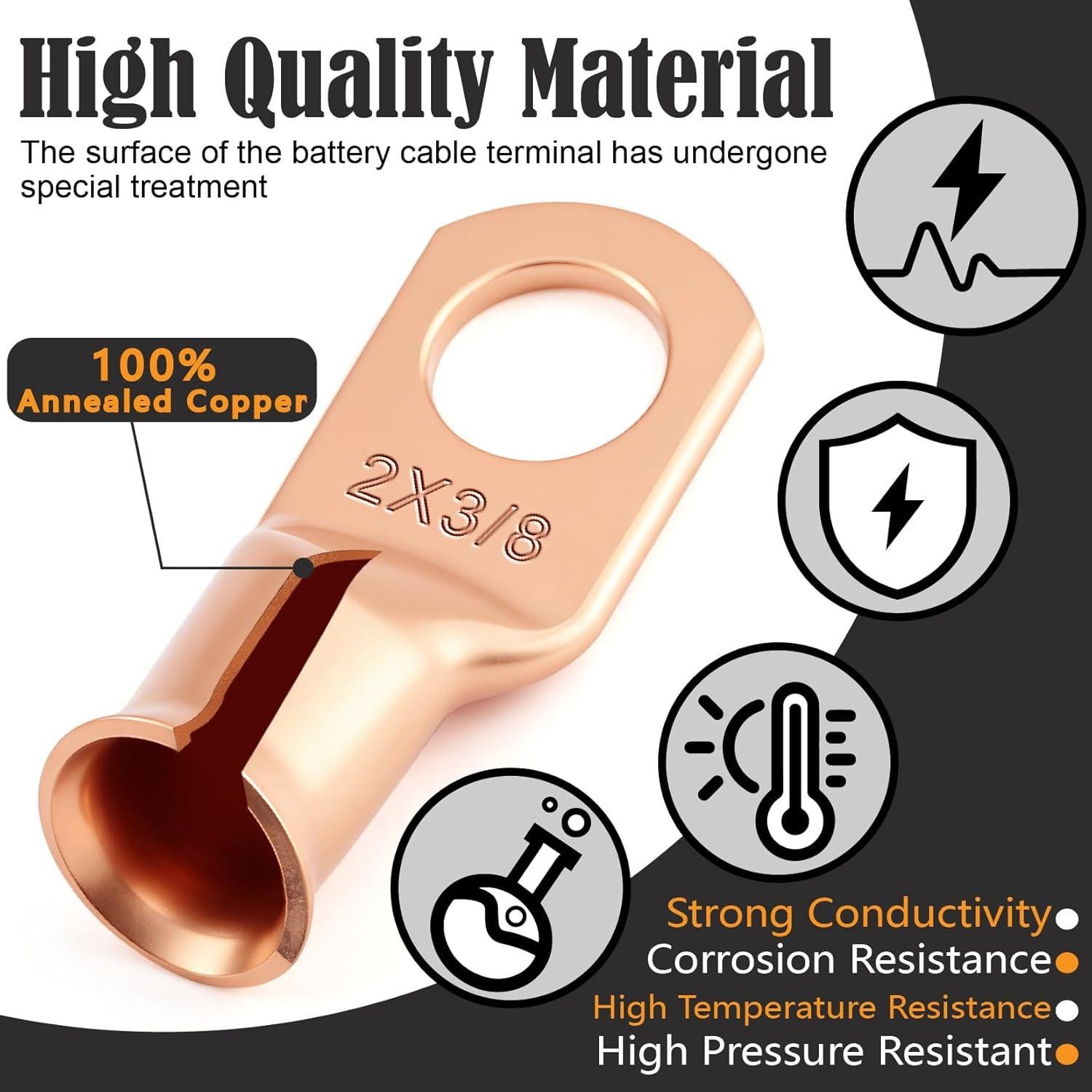 Kit de terminales de cable de batería Xaugiry 20 piezas 2 AWG