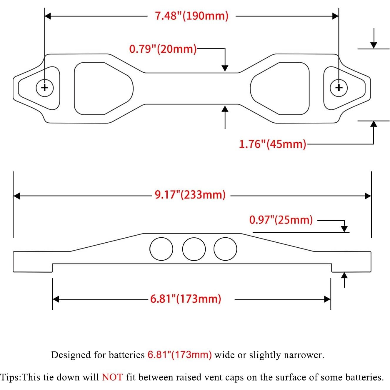 Soporte de Batería de Aluminio Billet Aronova 10" Negro