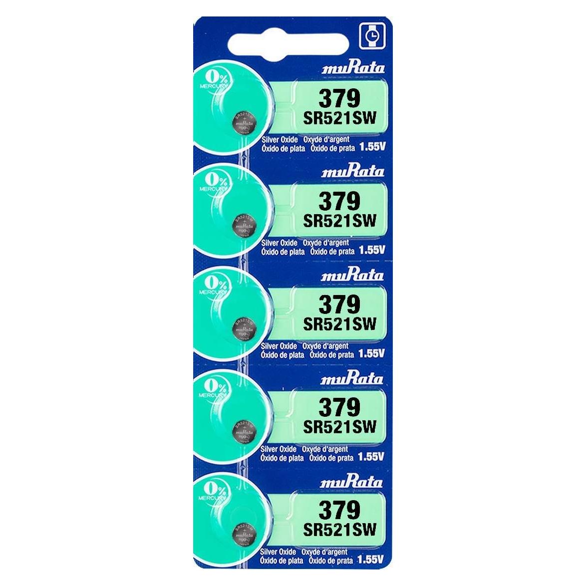 Batería de Óxido de Plata Murata 379 SR521SW 1.55V (5 Unidades)