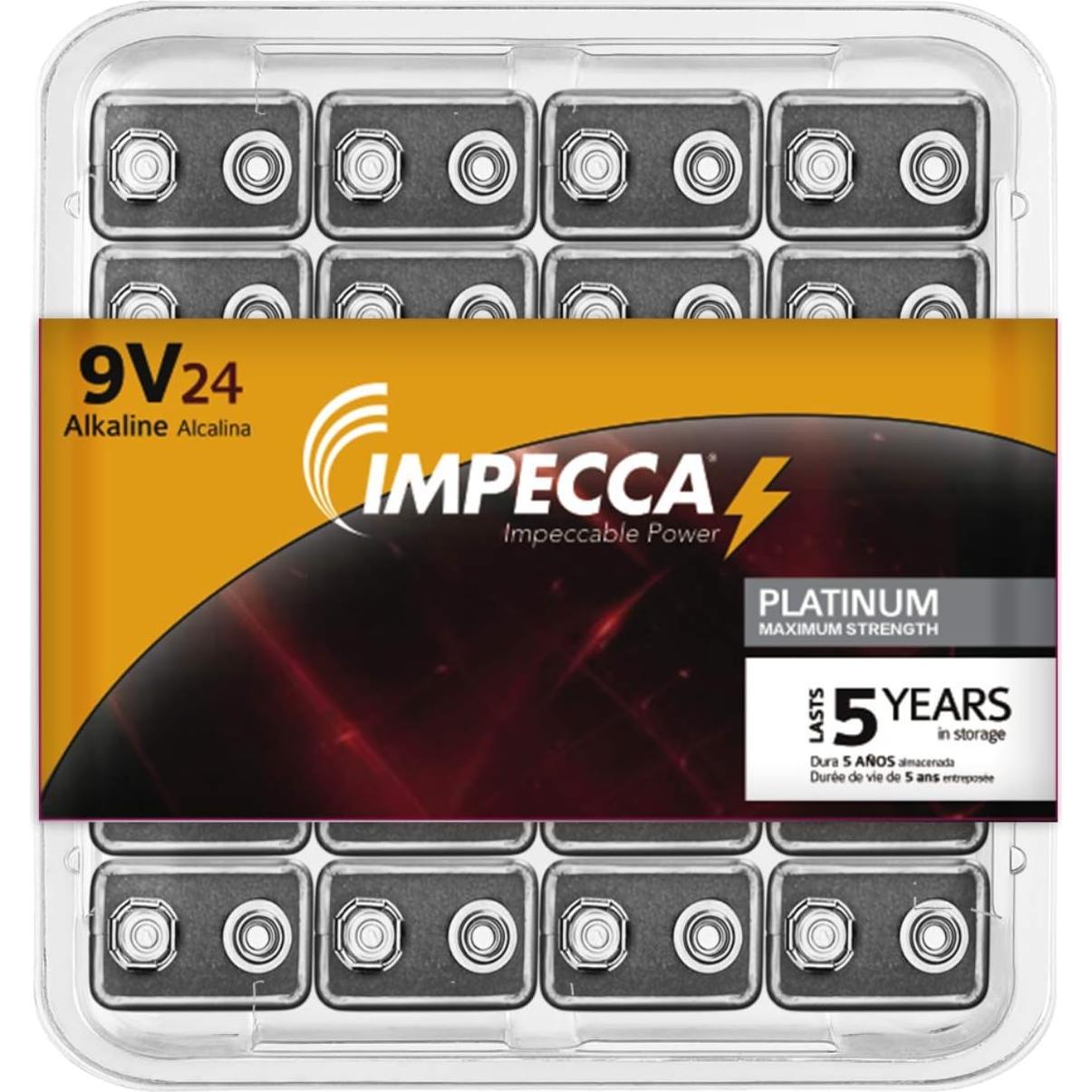 Baterías Alcalinas Impecca 9V Premium - Paquete de 24 Unidades