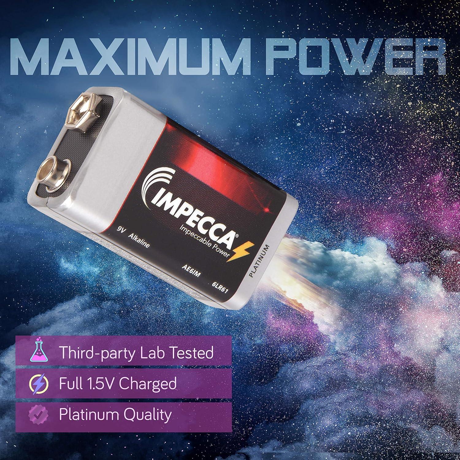 Baterías Alcalinas Impecca 9V Premium - Paquete de 24 Unidades