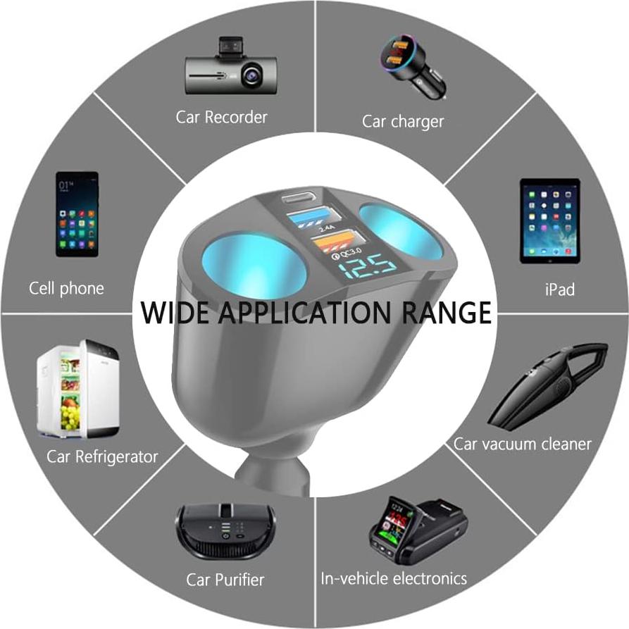 Cargador de Coche CXCCOI 5 Puertos Carga Rápida QC3.0/PD