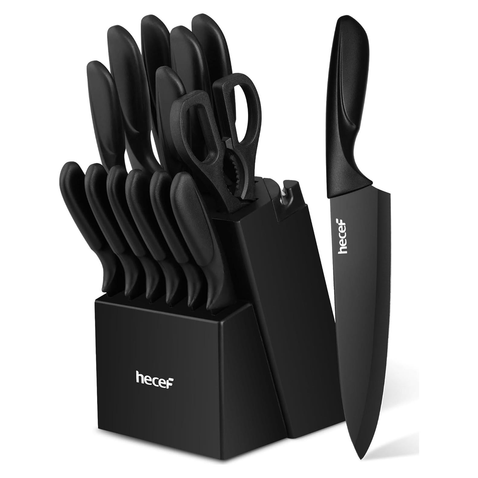 Juego de Cuchillos de Cocina hecef 15 Piezas con Afilador