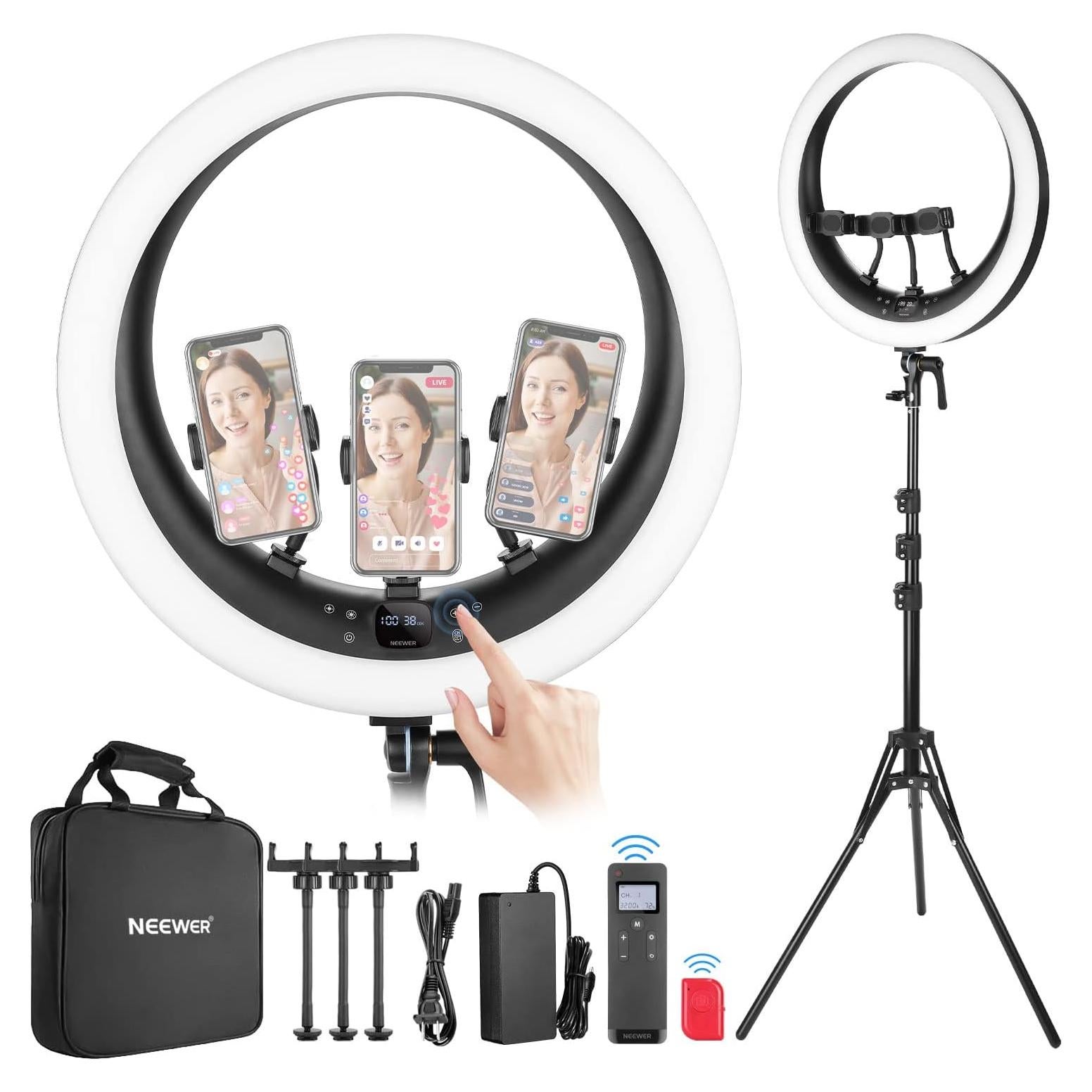 Anillo de Luz NEEWER RP19H 48 cm con Soporte y Control Remoto