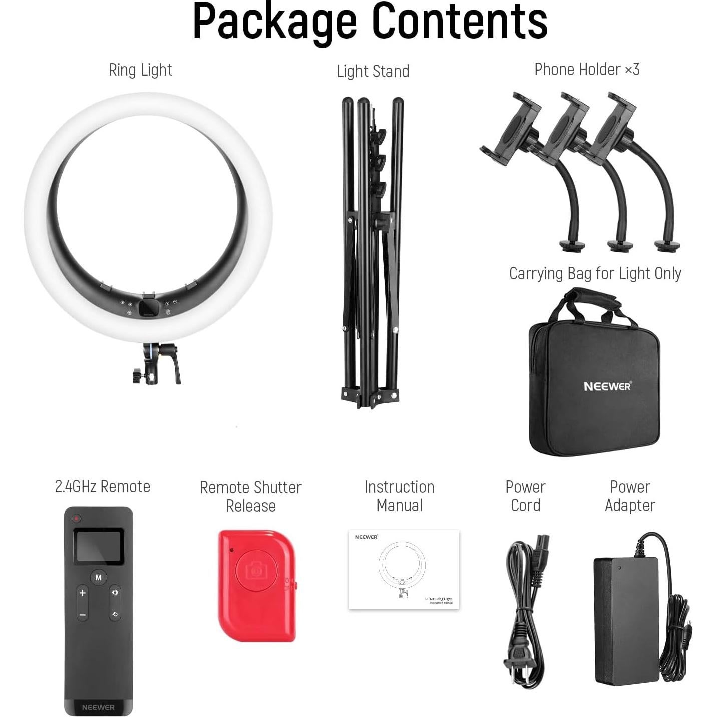 Anillo de Luz NEEWER RP19H 48 cm con Soporte y Control Remoto