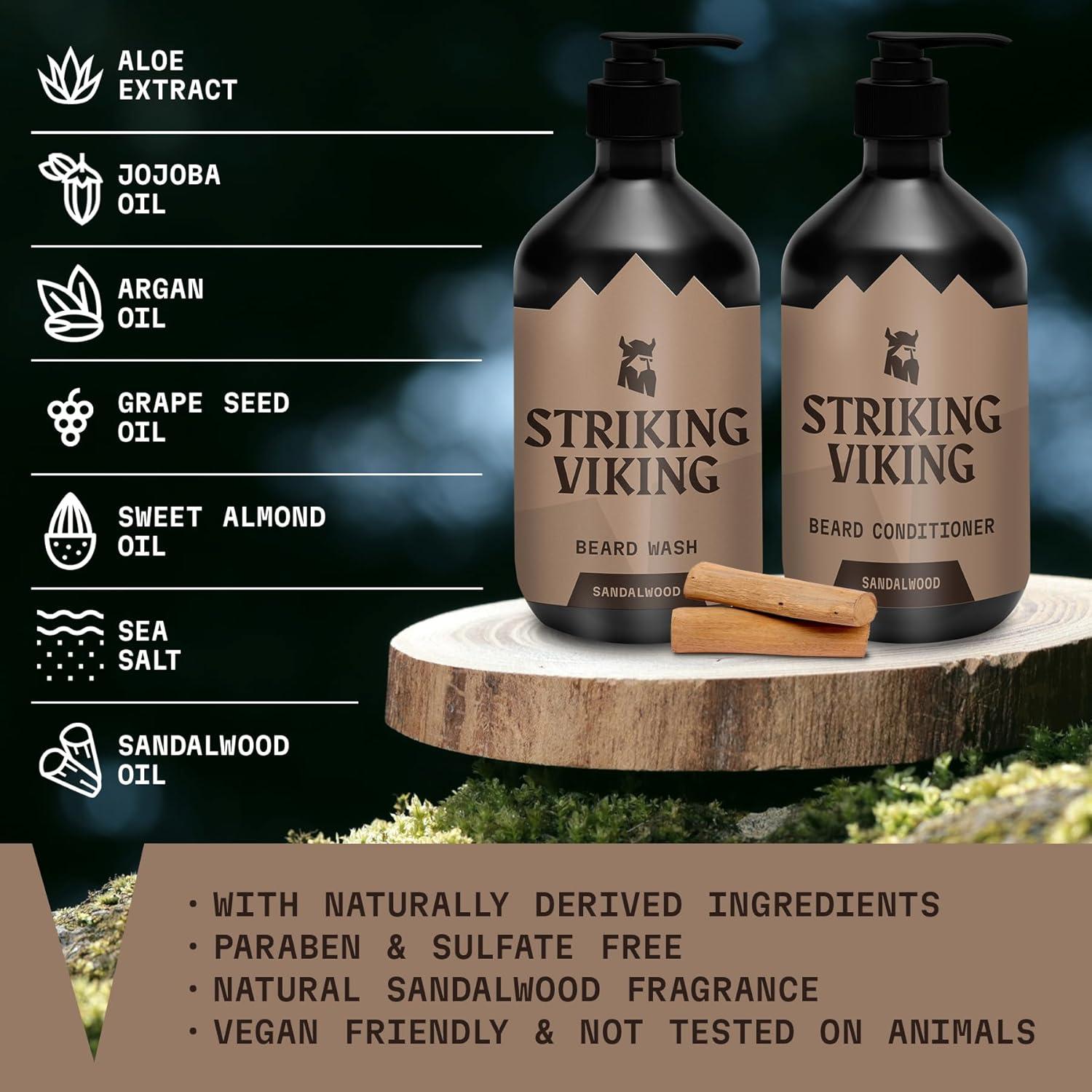 Juego de Cuidado de Barba Striking Viking - Sándalo 300 ml