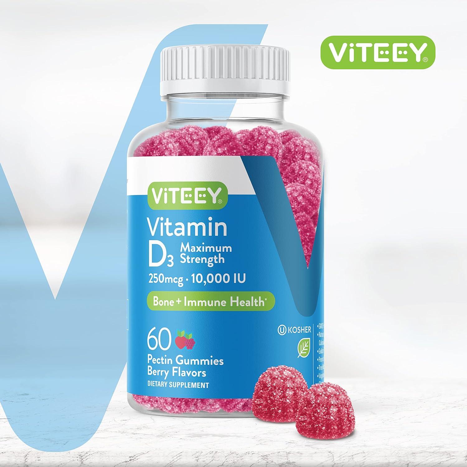 Gomitas de Vitamina D3 Viteey 250mcg - 60 Unidades Sabor Baya