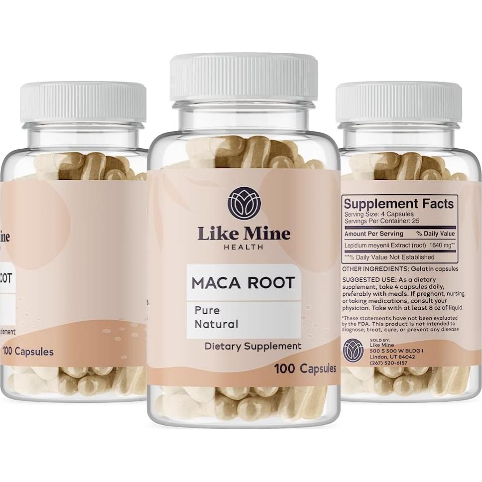 Cápsulas de Raíz de Maca Like Mine 100 Unidades Puras