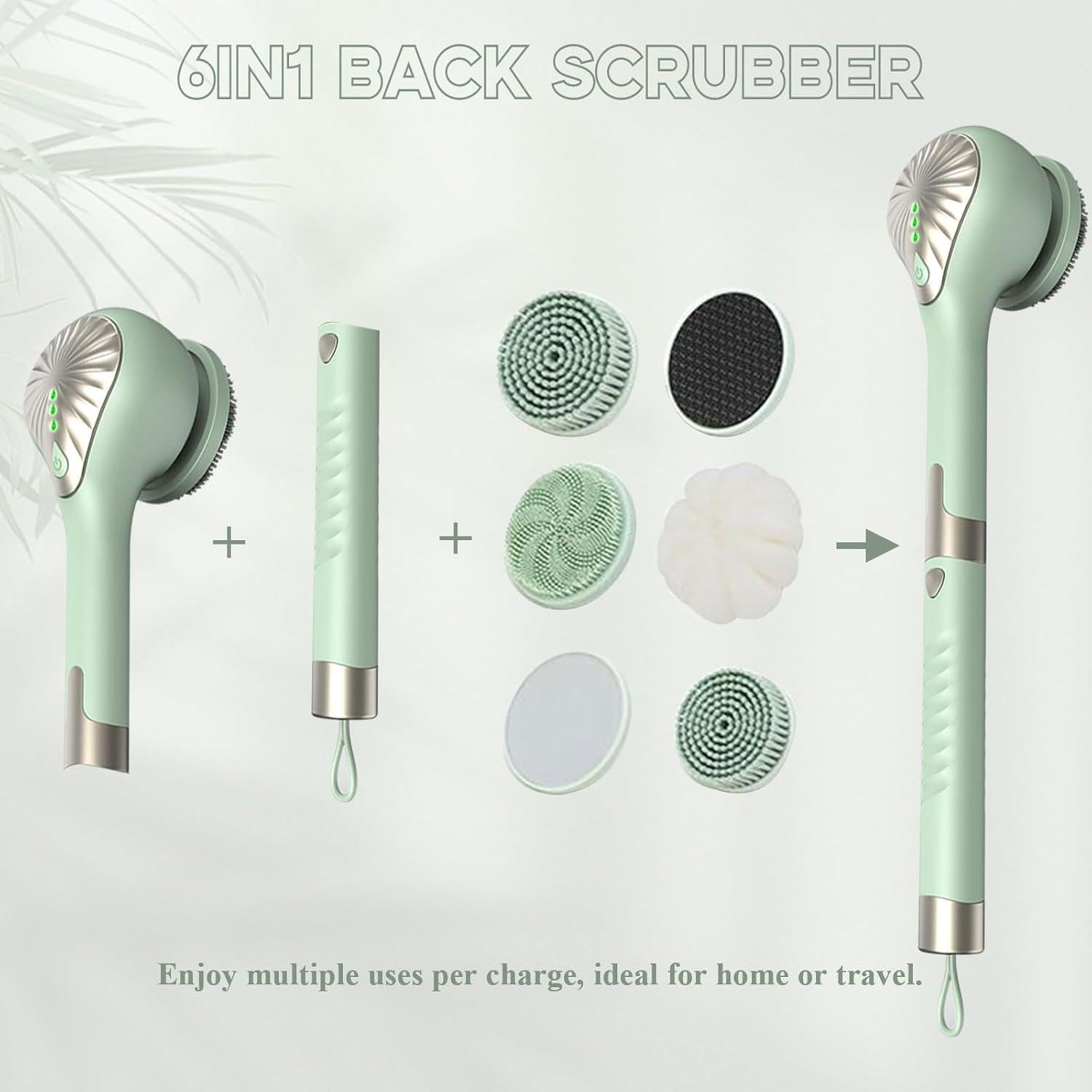 Cepillo Corporal Eléctrico Wrewing 6 en 1 Impermeable Verde