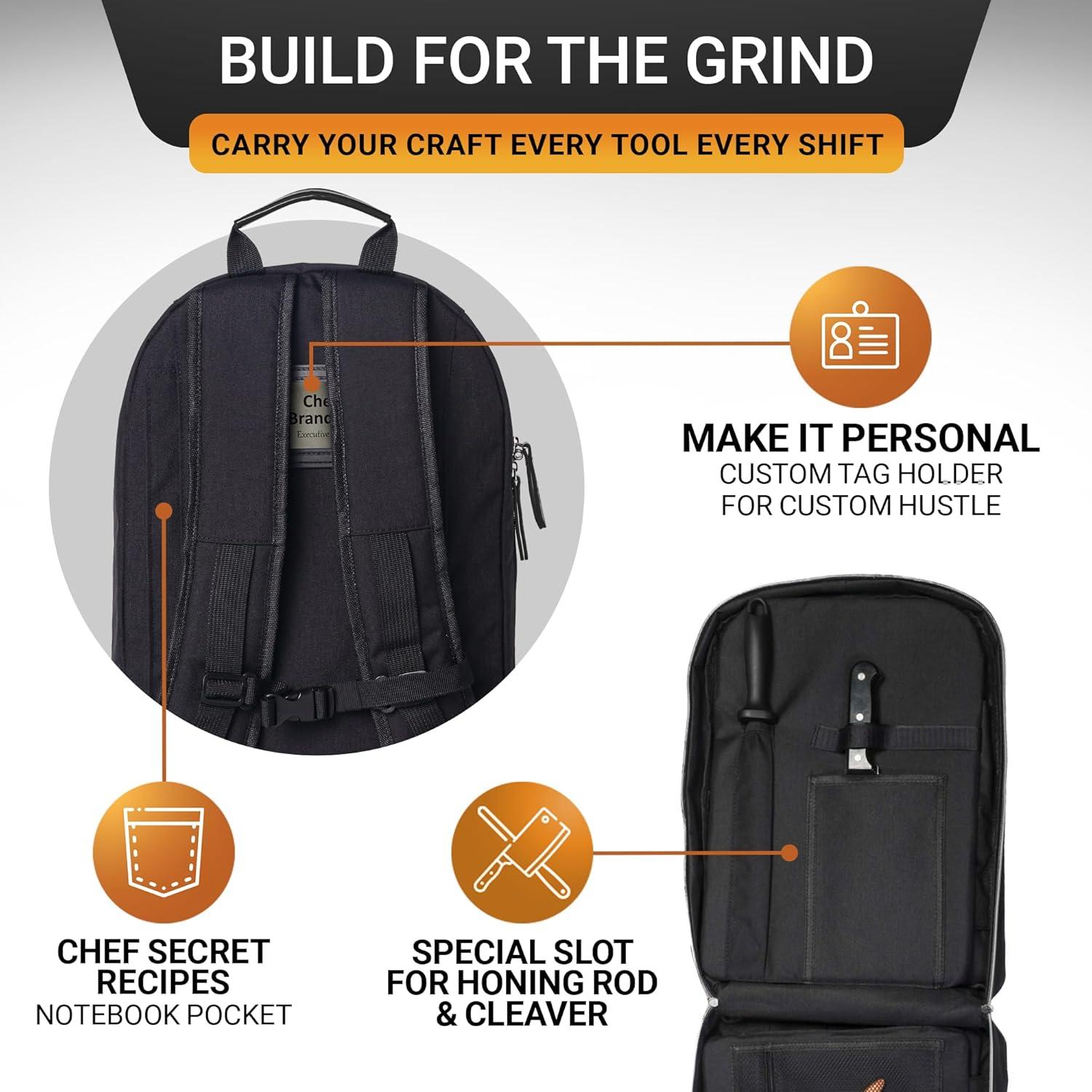 Mochila para Cuchillos Chef Sac | 20+ Bolsillos | Negro