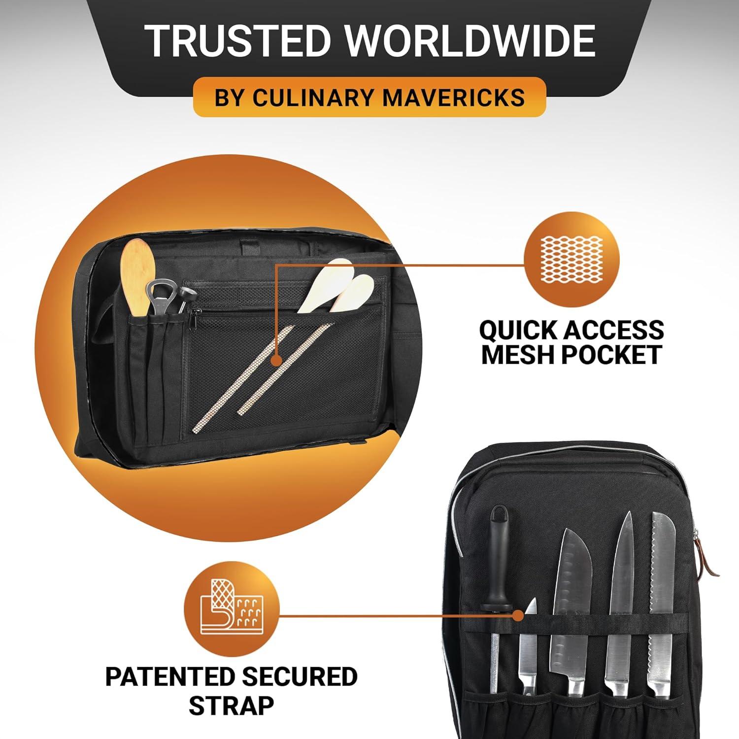 Mochila para Cuchillos Chef Sac | 20+ Bolsillos | Negro