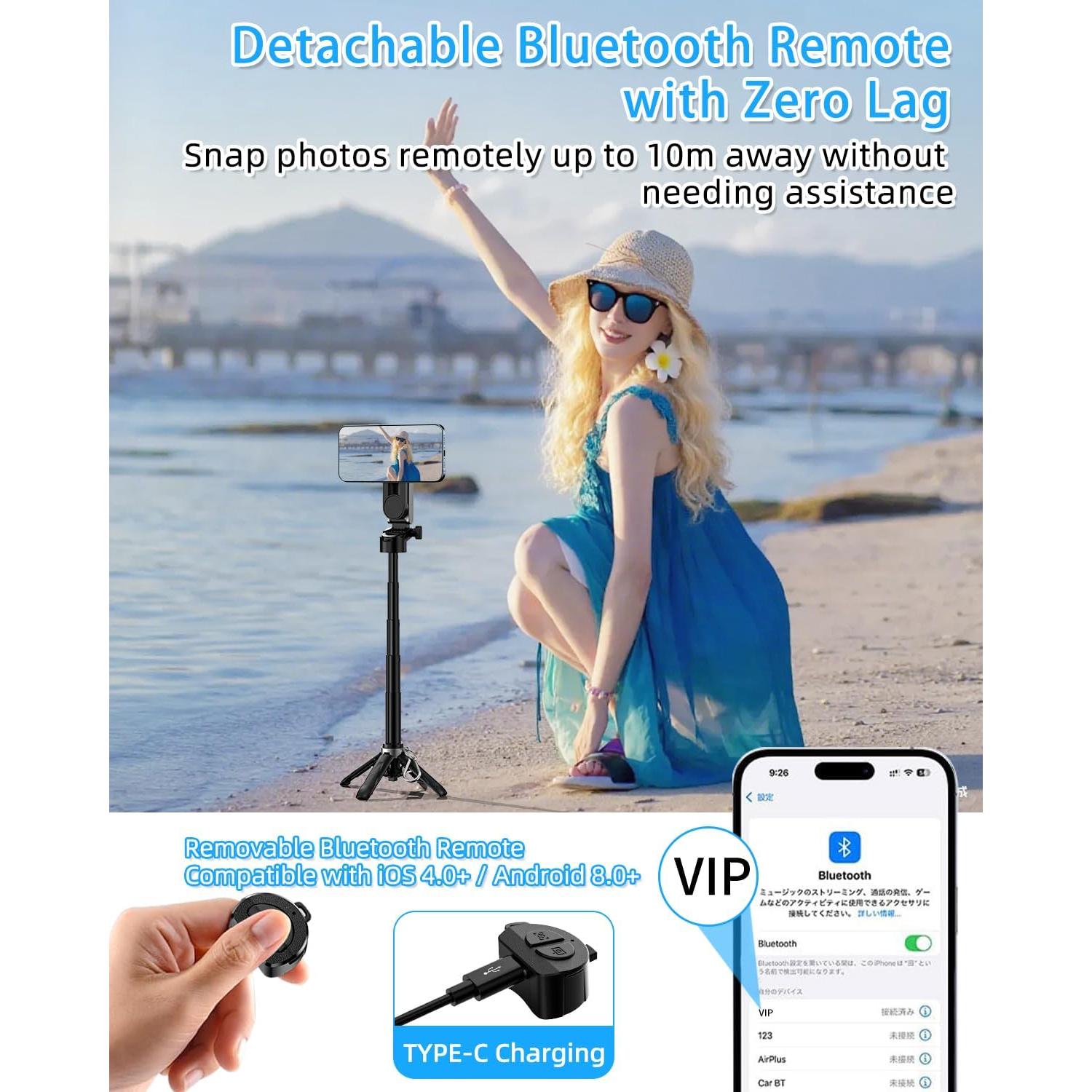 Trípode Multifuncional CloudValley 4-en-1 Negro para Selfies