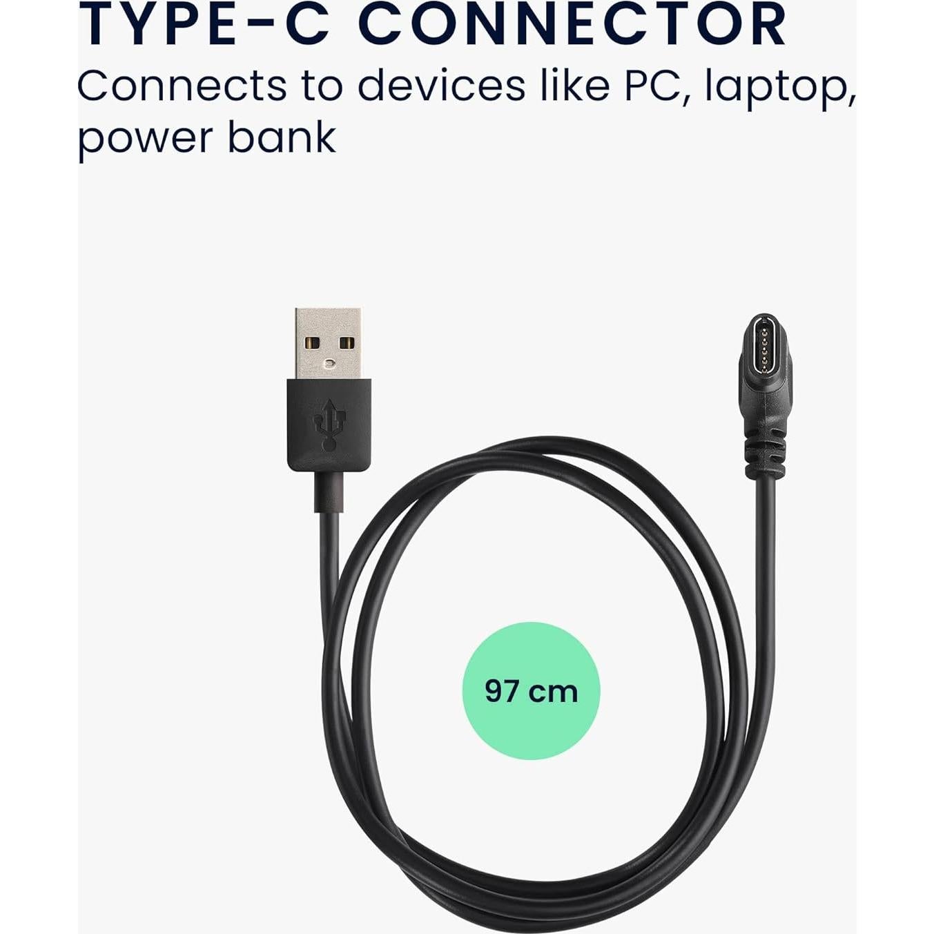 Cargador USB-C kwmobile para Huami Amazfit Falcon - 1m Negro