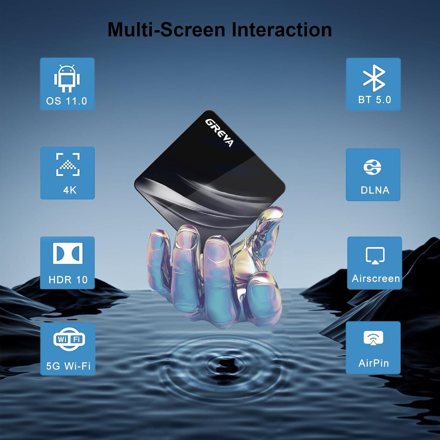 GREVA Android TV Box 11.0 4K 2GB RAM 16GB ROM WiFi Dual