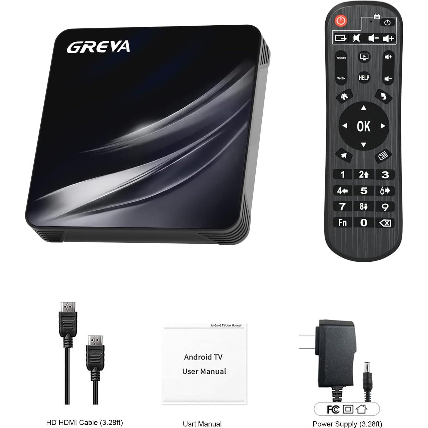 GREVA Android TV Box 11.0 4K 2GB RAM 16GB ROM WiFi Dual