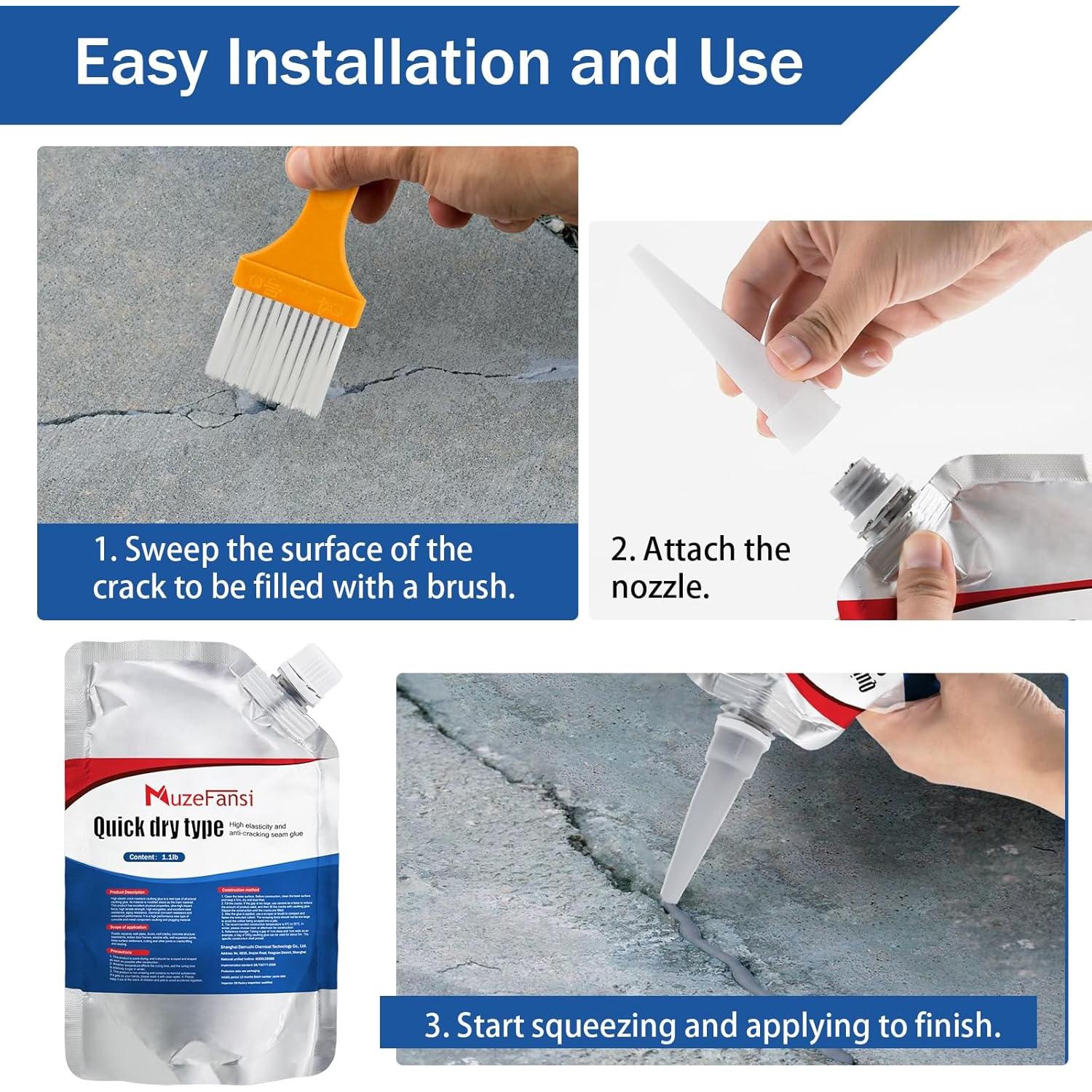 Sellador de Grietas de Concreto MuzeFansi - 2 Piezas, Impermeable