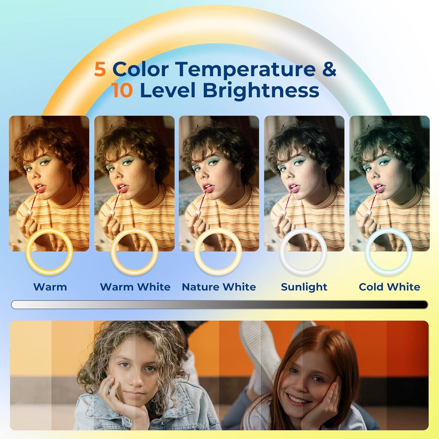 Luz de Anillo Aureday 14'' LED con Trípode 62'' Ajustable