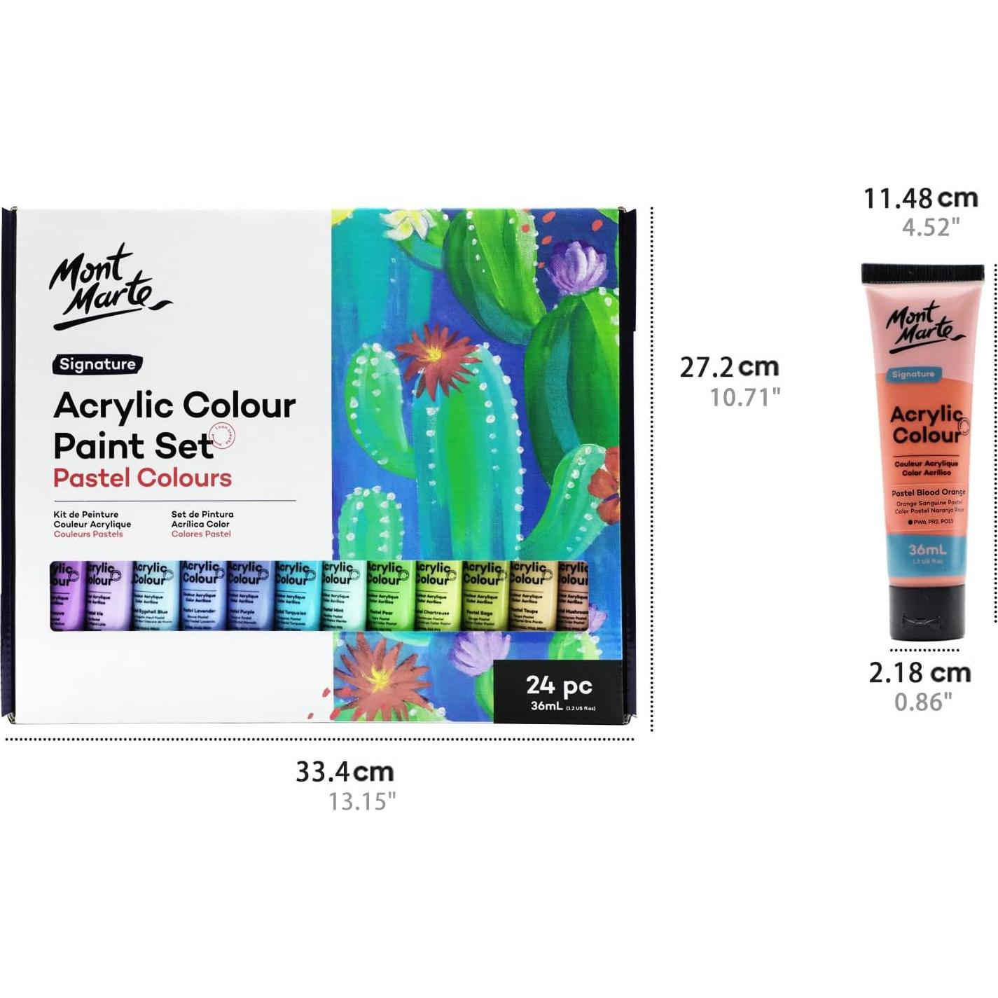 Juego de Pintura Acrílica Pastel Mont Marte 24 Colores 36ml