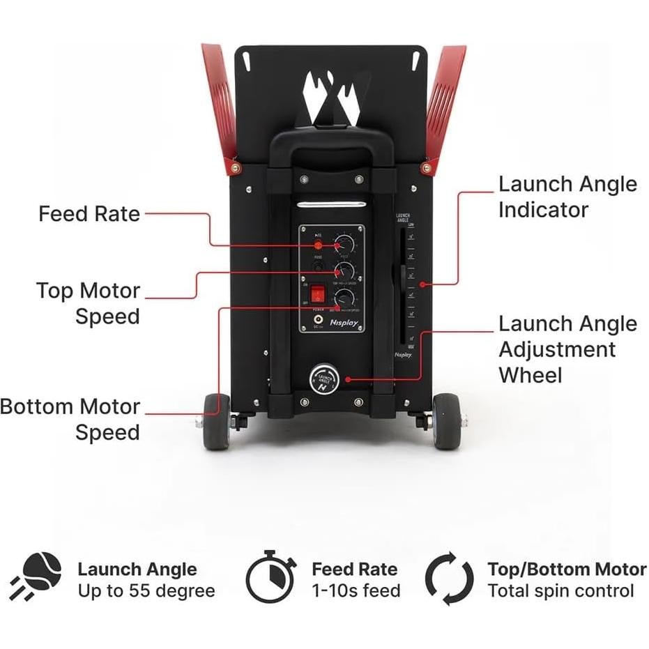 Máquina de Pelotas de Tenis Nisplay N1-C-O, Doble Motor, 11.79kg