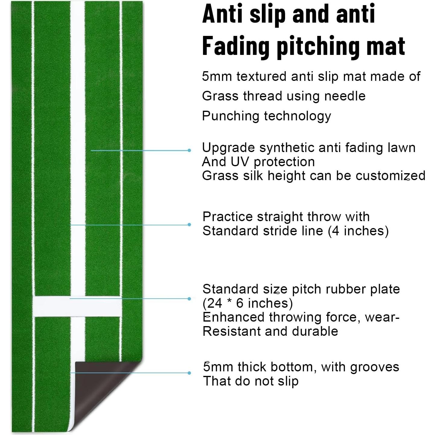 Alfombra de Lanzamiento de Softbol Awjaisca 91.5x305 cm Antideslizante