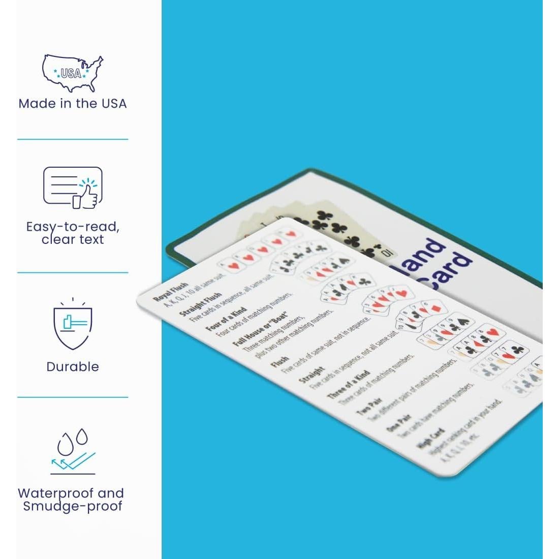 Tarjeta de Referencia de Póker Secure ID - Impermeable y Compacta