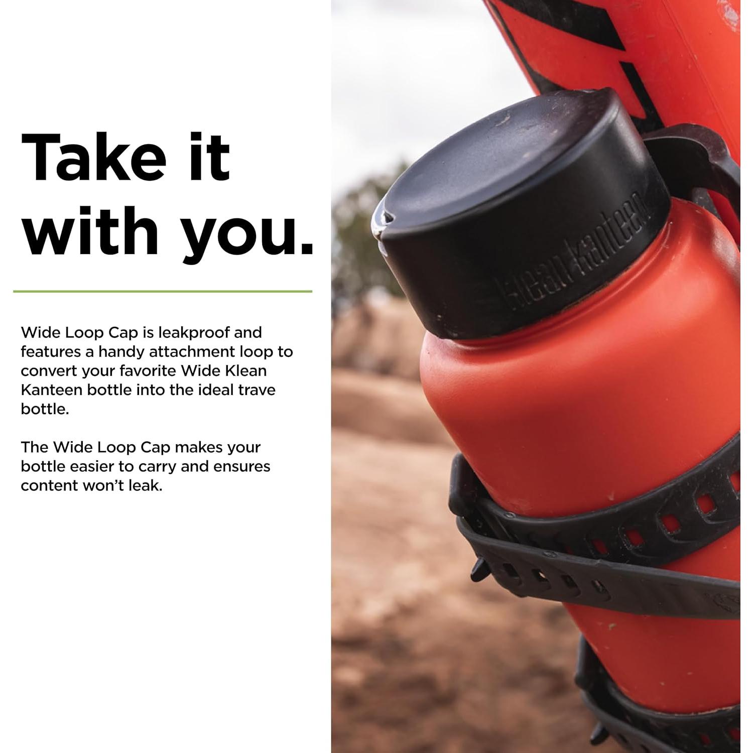 Tapa de Bucle Ancho Klean Kanteen - Acero Inoxidable - Negra (Paquete de 2)