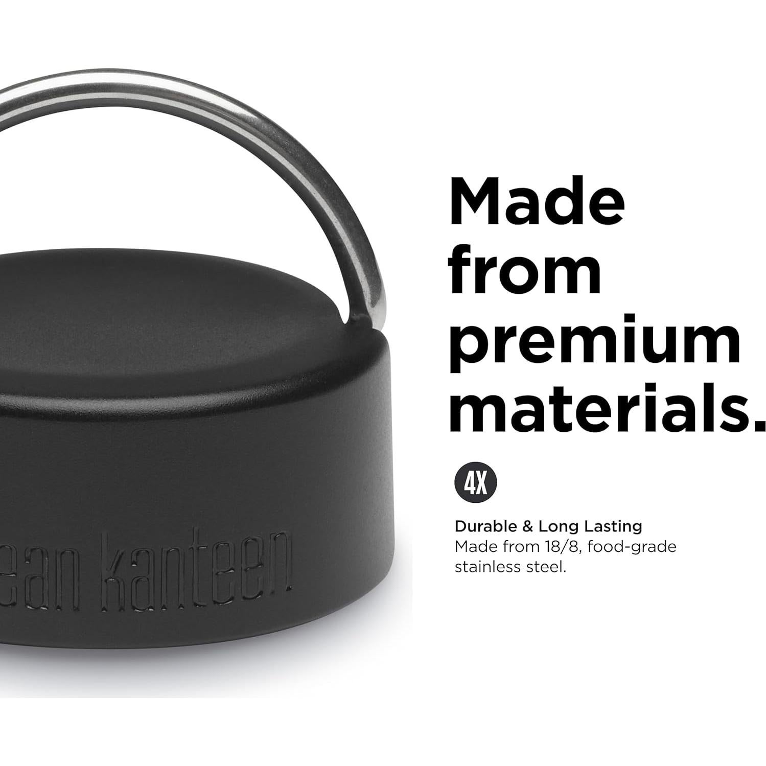 Tapa de Bucle Ancho Klean Kanteen - Acero Inoxidable - Negra (Paquete de 2)