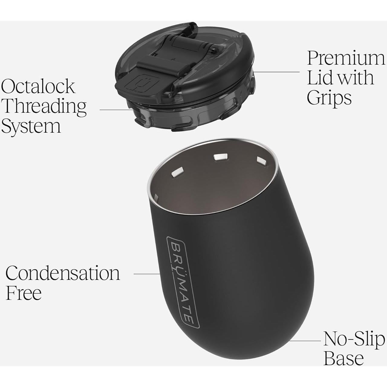 Vaso de vino aislado BrüMate Uncork'd 414ml a prueba de fugas Eclipse