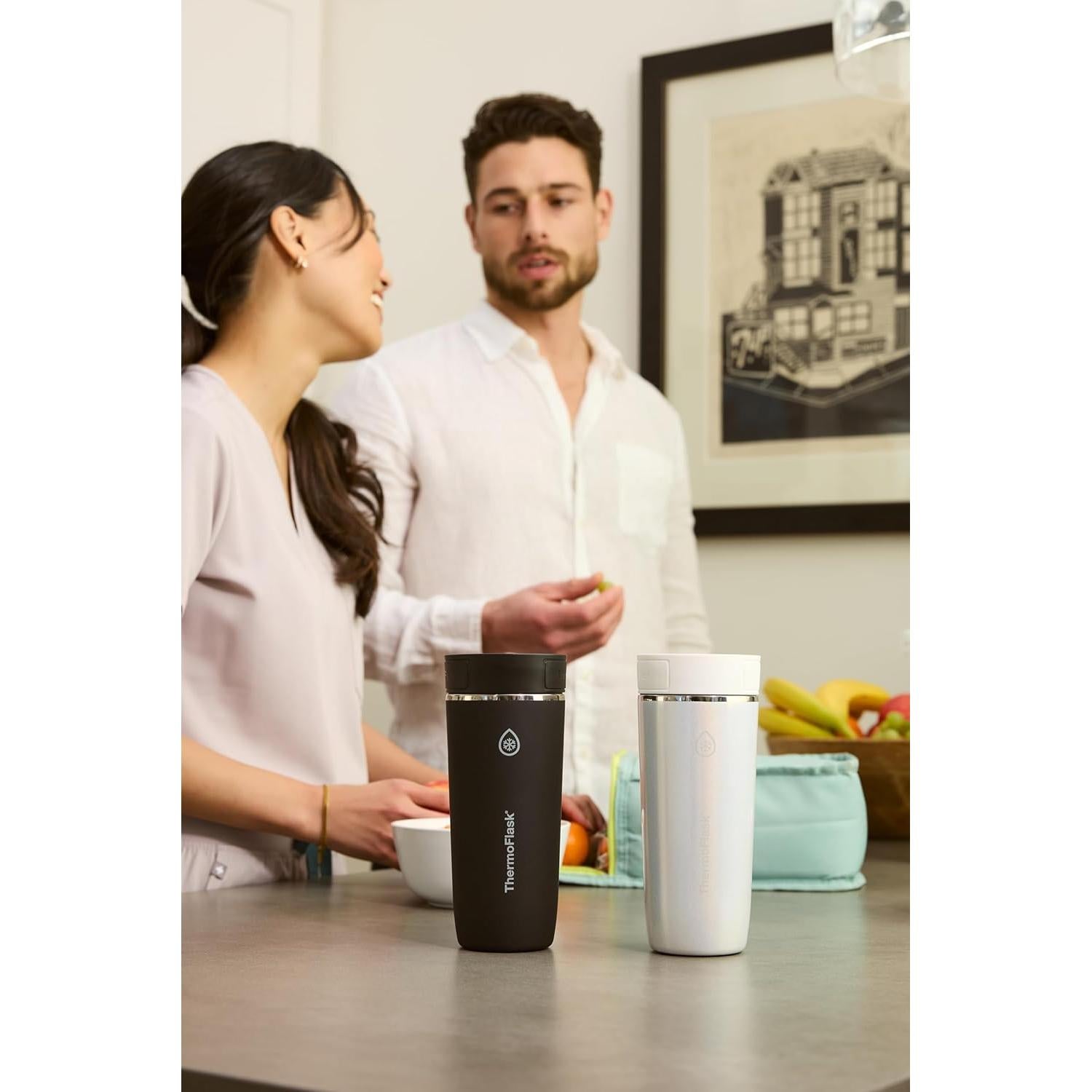 Taza de Viaje ThermoFlask 0.47L Acero Inoxidable Aislada Negra