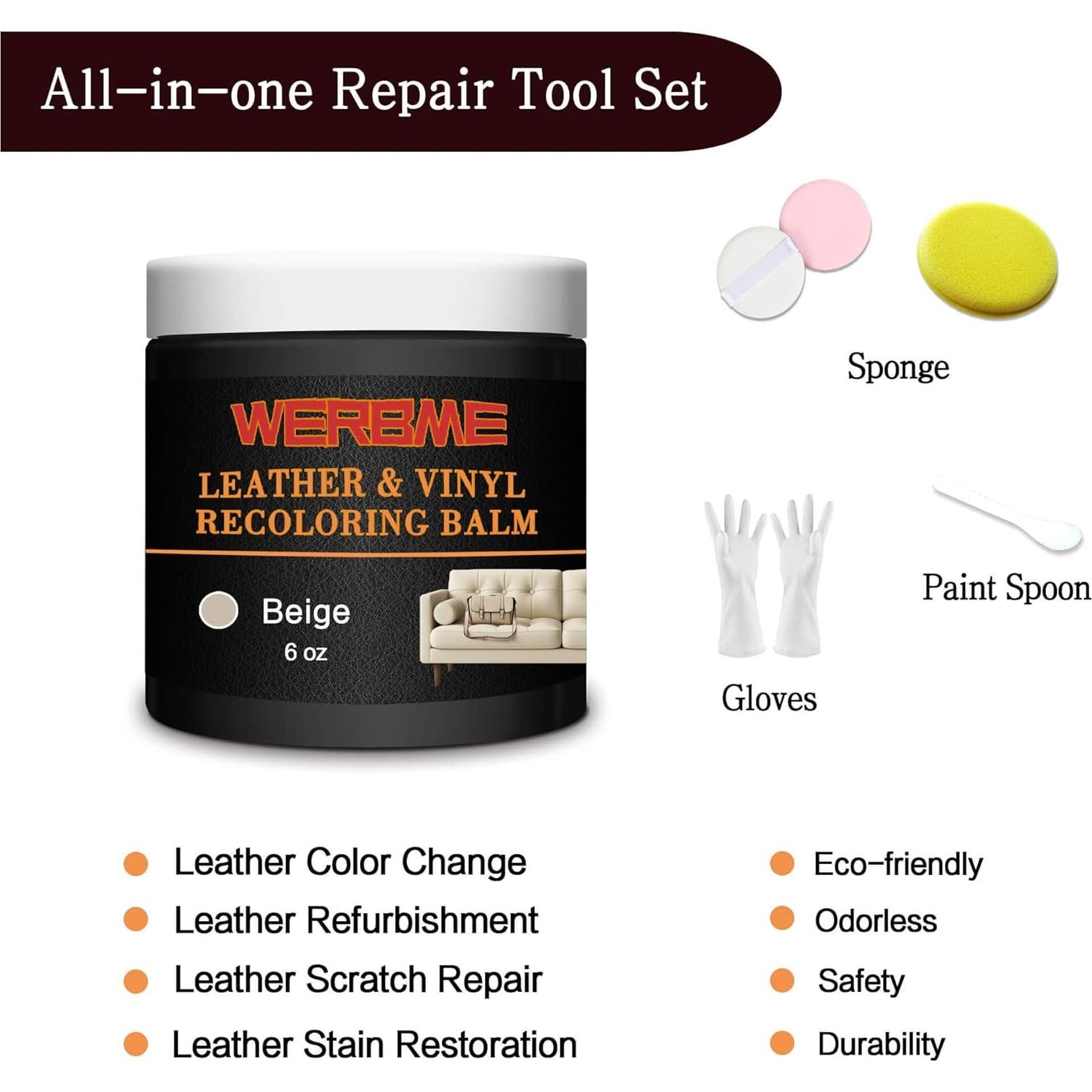 Bálsamo Restaurador de Color para Cuero WERBME Beige 220g