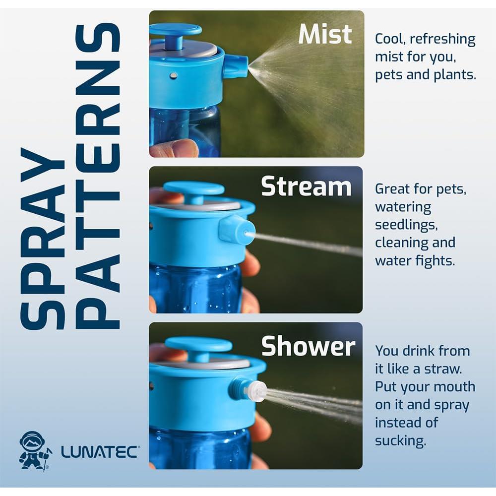 Botella de Agua Lunatec 1000ml con Spray Neblina y Ducha