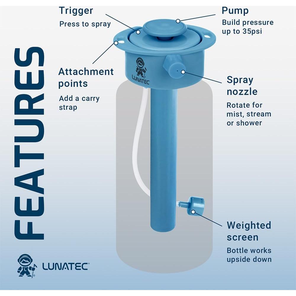 Botella de Agua Lunatec 1000ml con Spray Neblina y Ducha