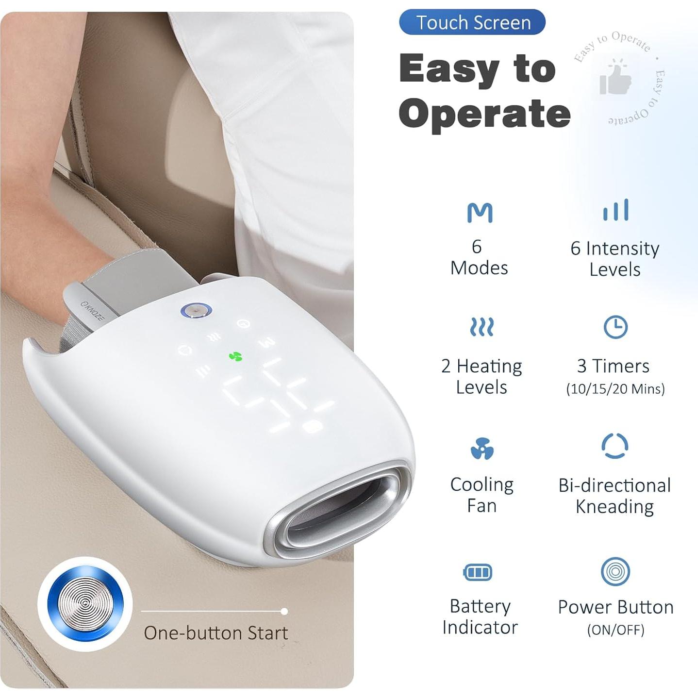 Masajeador de Manos KNQZE con Calor y Compresión, 6 Modos