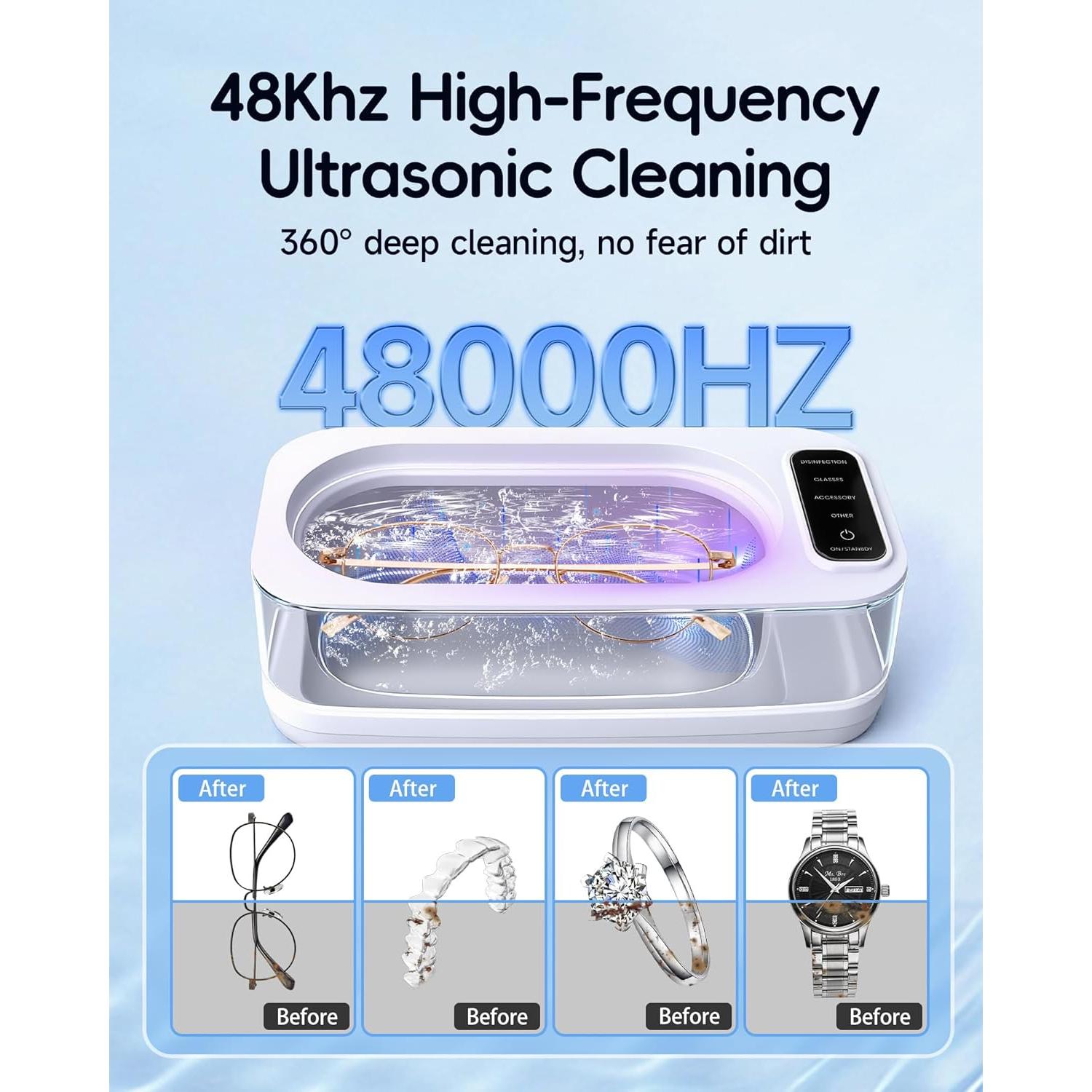 Limpiadora Ultrasónica de Joyas OCDZDC 400ml 48KHz 4 Modos