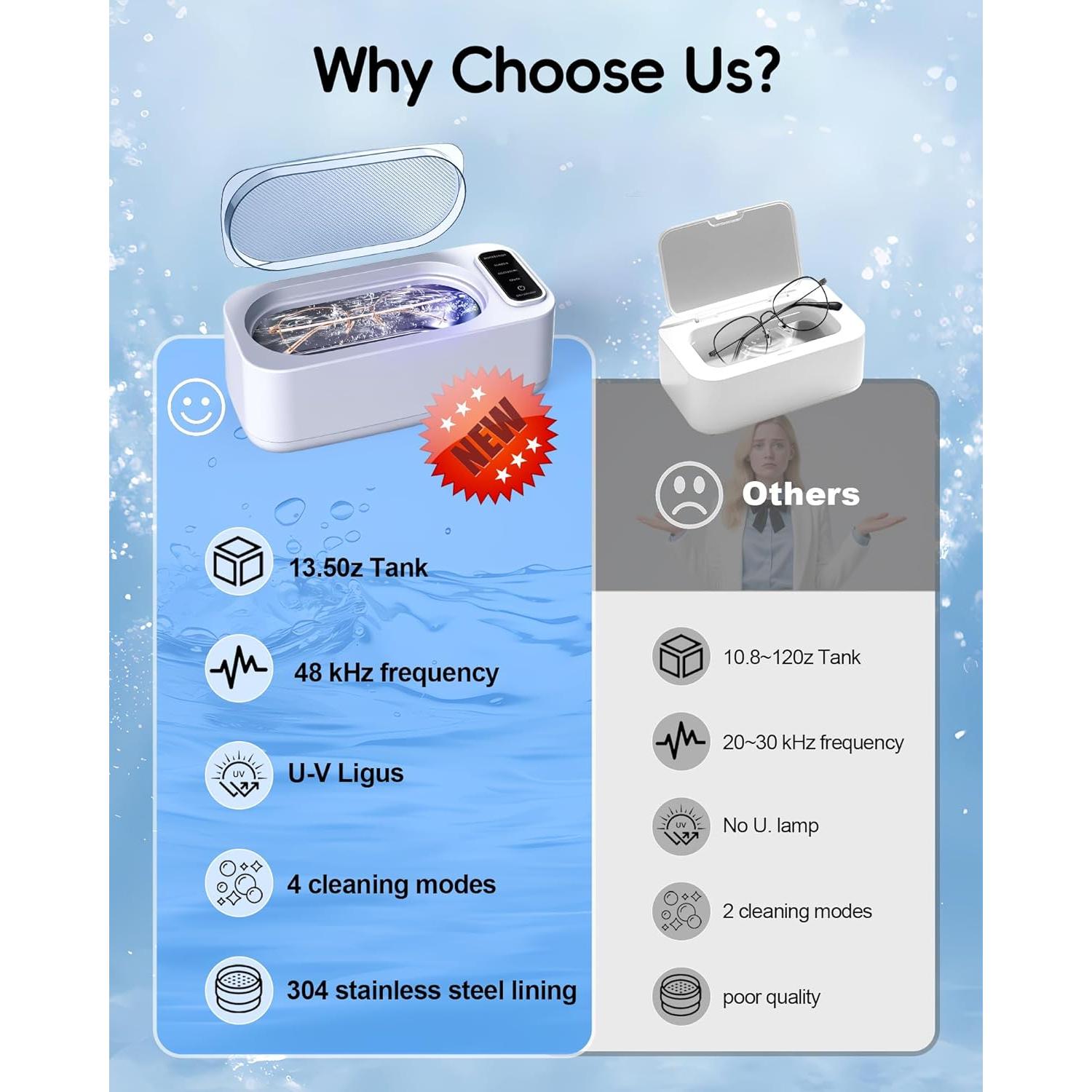 Limpiadora Ultrasónica de Joyas OCDZDC 400ml 48KHz 4 Modos