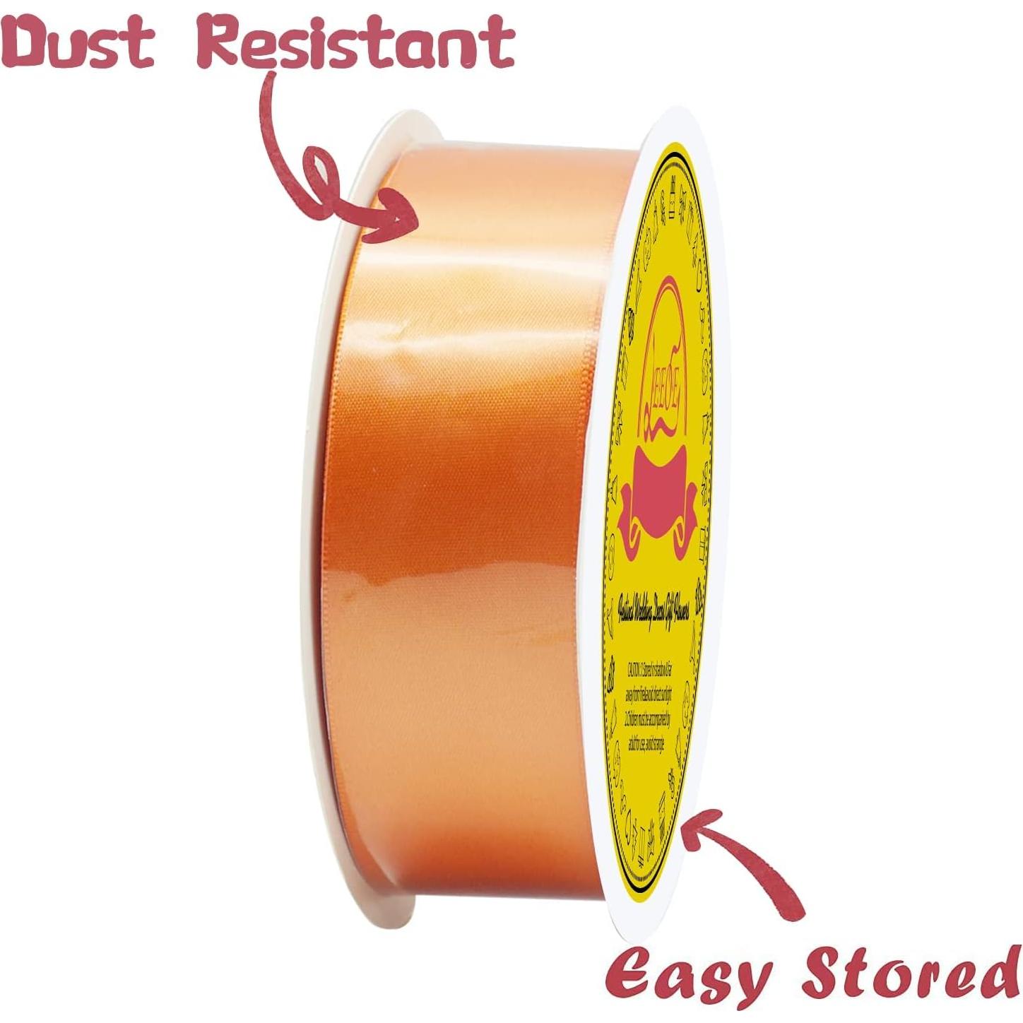 Cinta de satén naranja LEEQE 3.81 cm x 45.72 m para manualidades