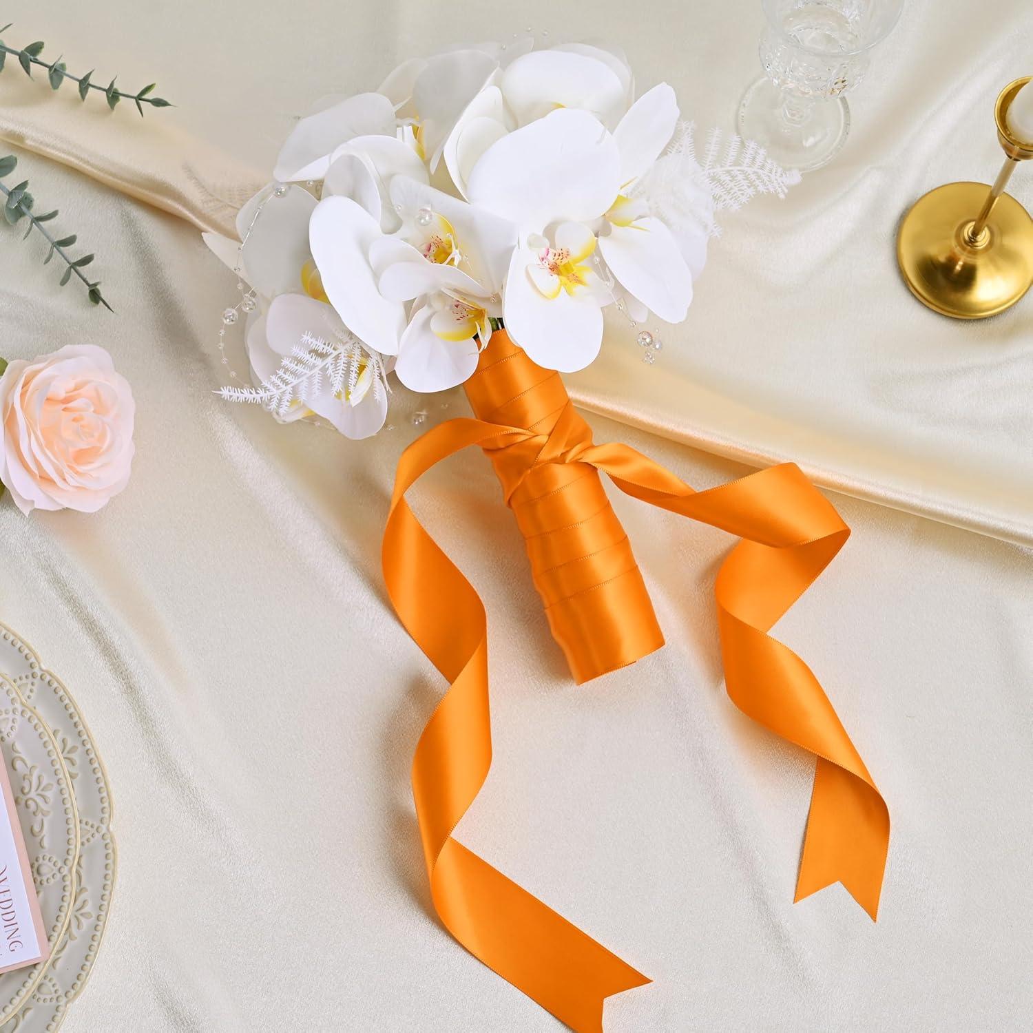 Cinta de satén naranja LEEQE 3.81 cm x 45.72 m para manualidades