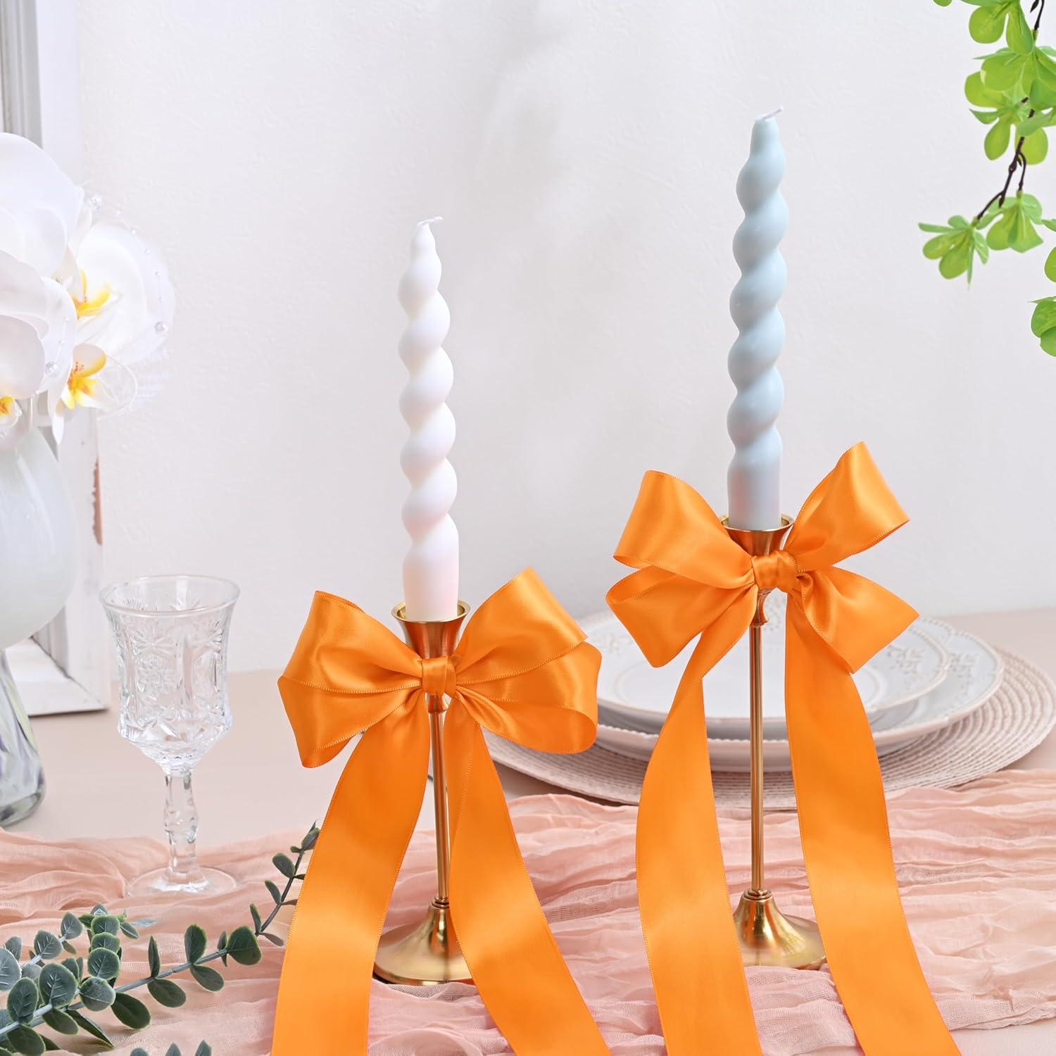 Cinta de satén naranja LEEQE 3.81 cm x 45.72 m para manualidades